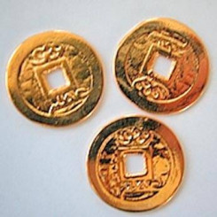 Drei I Ging - Glücksmünzen, vergoldet