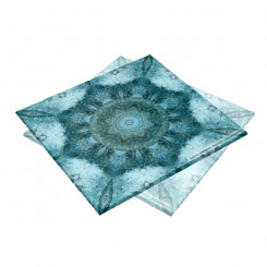 Glasuntersetzer Edelsteinmandala Aquamarin